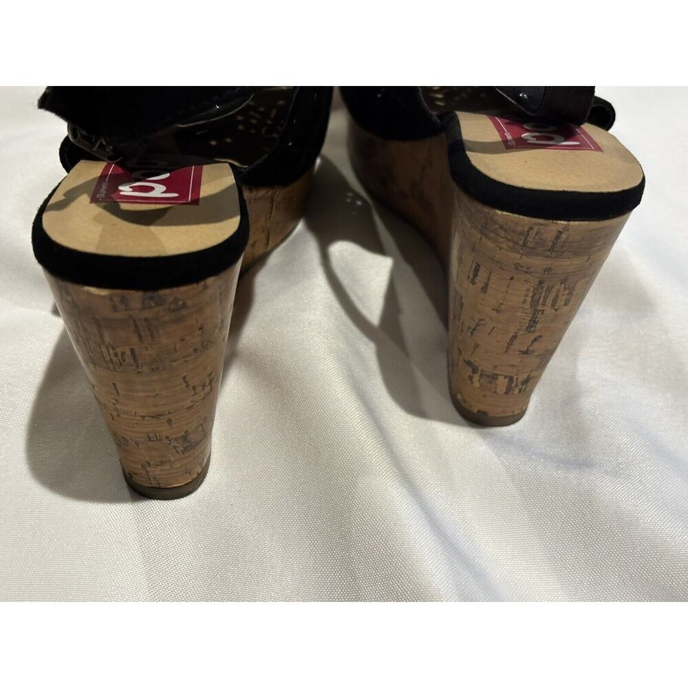 Pop Comfort Fit Odette Black Studs Wedge Cork Sandals Shoes Womens Sz 8.5 boho - Picture 6 of 9